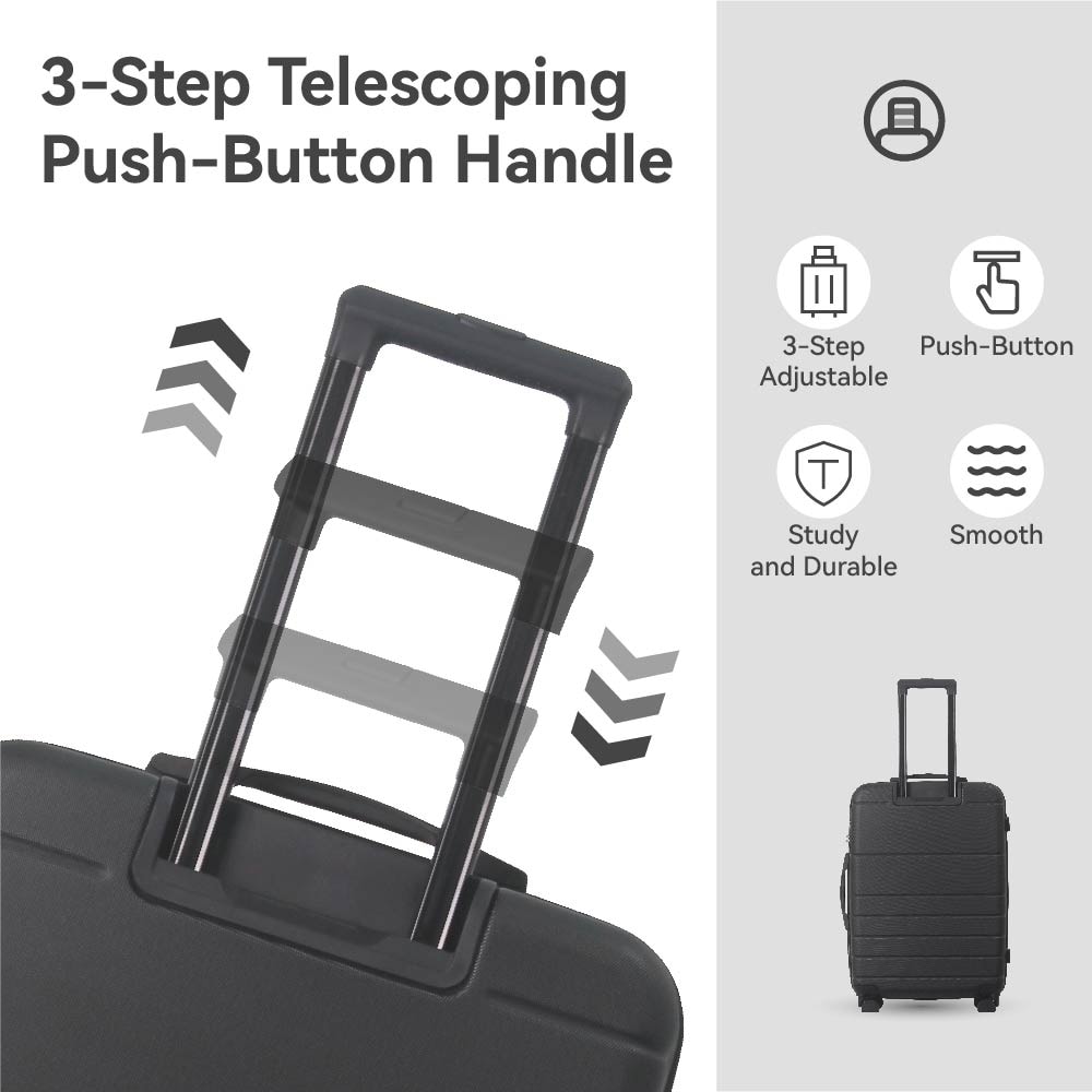 Luggage Sets ABS Hardshell 3pcs Luggage, Lightweight Durable Suitcase Sets Spinner Wheels Suitcase With TSA Lock 20''24''28'' Available(Black)_voghion.com